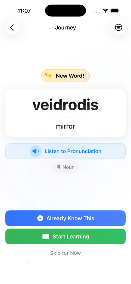 New word introduction flashcard